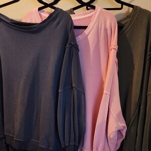 Set of Three Cozy Camden Sweatshirts in Blue, Pink, and Green
